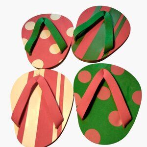 Christmas Flip Flop Coasters Stemmed Glasses Reusable Wine Wear Lot 4